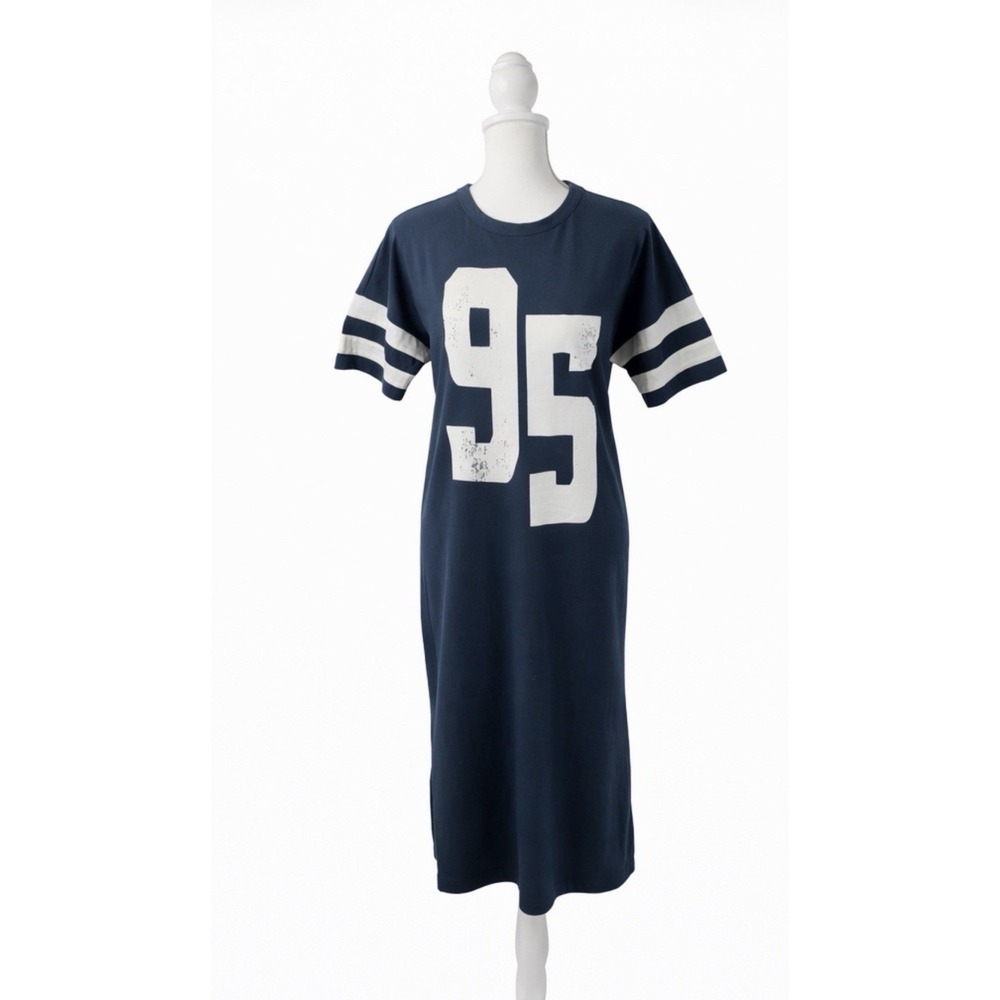 NWOT Anthropologie Daily Practice Graphic T-shirt Midi Dress Navy/White XS - Picture 5 of 10